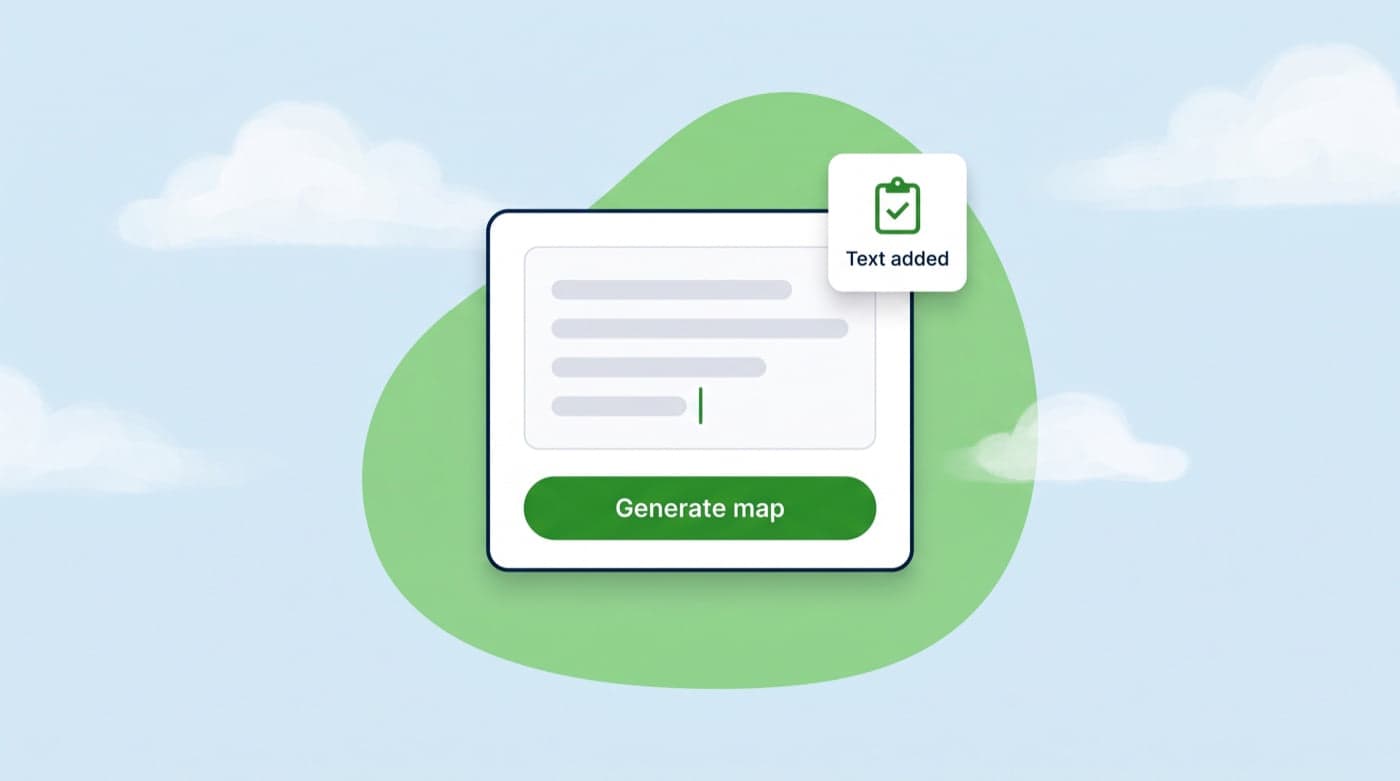 A text area with pasted notes and a Generate map button